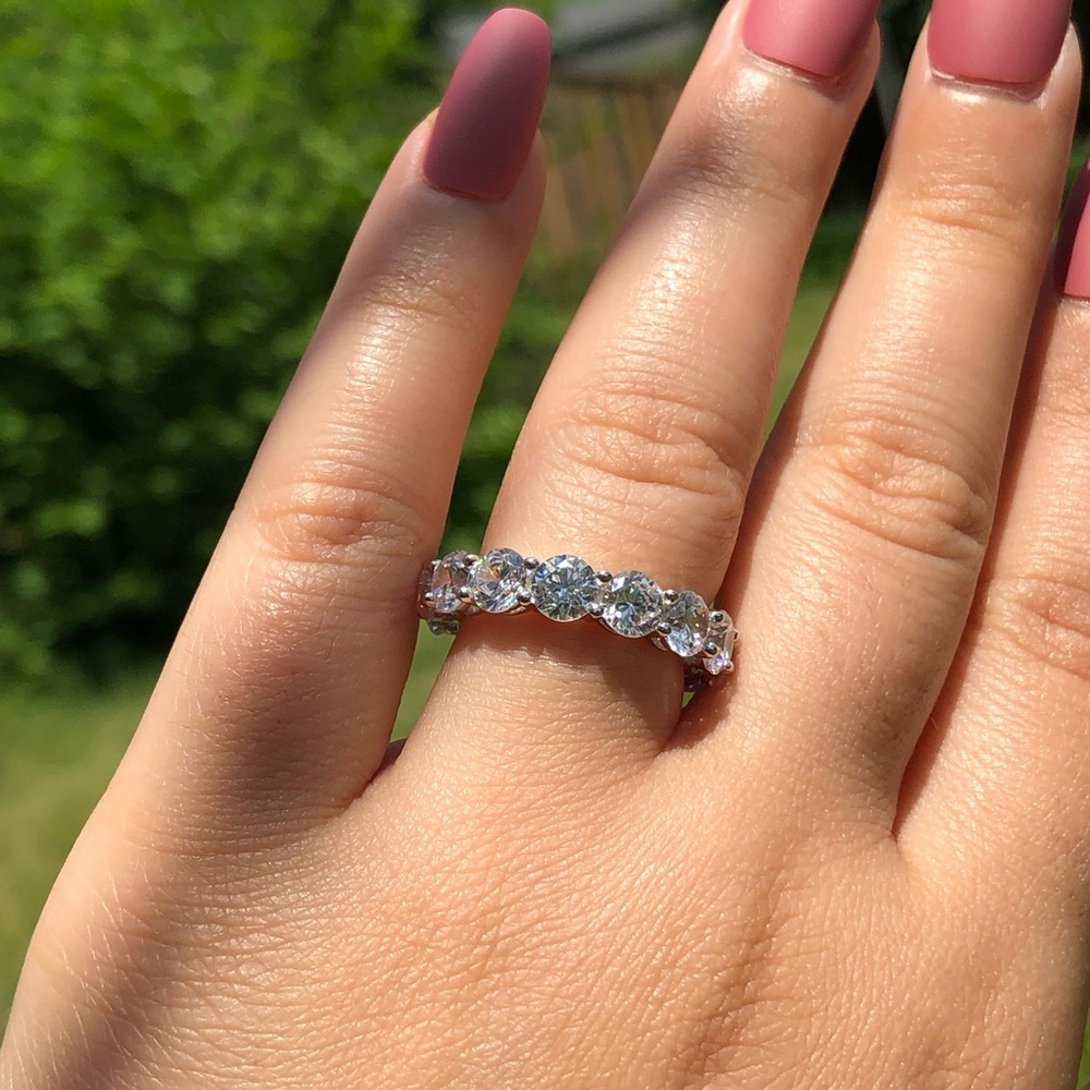 925 Sterling Silver Round Wide Full Eternity Band